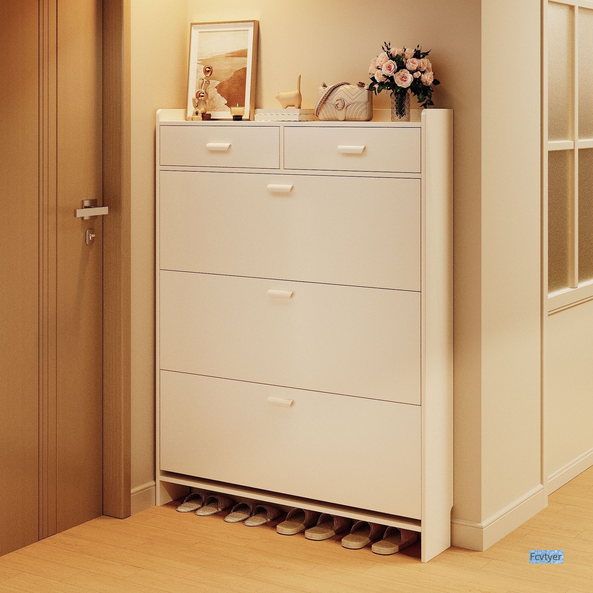 Shoe Cabinet Small Narrow Home Entrance Tipping Bucket Entry Storage Cabinet Integrated Wall-Mounted New 2025 Shoe Rack