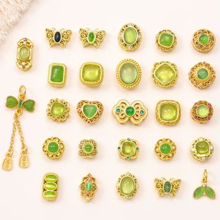 Copper plated gold bracelet accessories inlaid imitation grape stone beads multi-way ring diy handmade necklace accessories