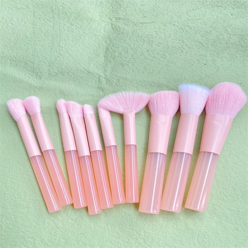 Medio estanque melocotón polvo 10 unidades Li Jiaqi principiante maquillaje cepillo traje ojo cepillo estudiante barato y portátil