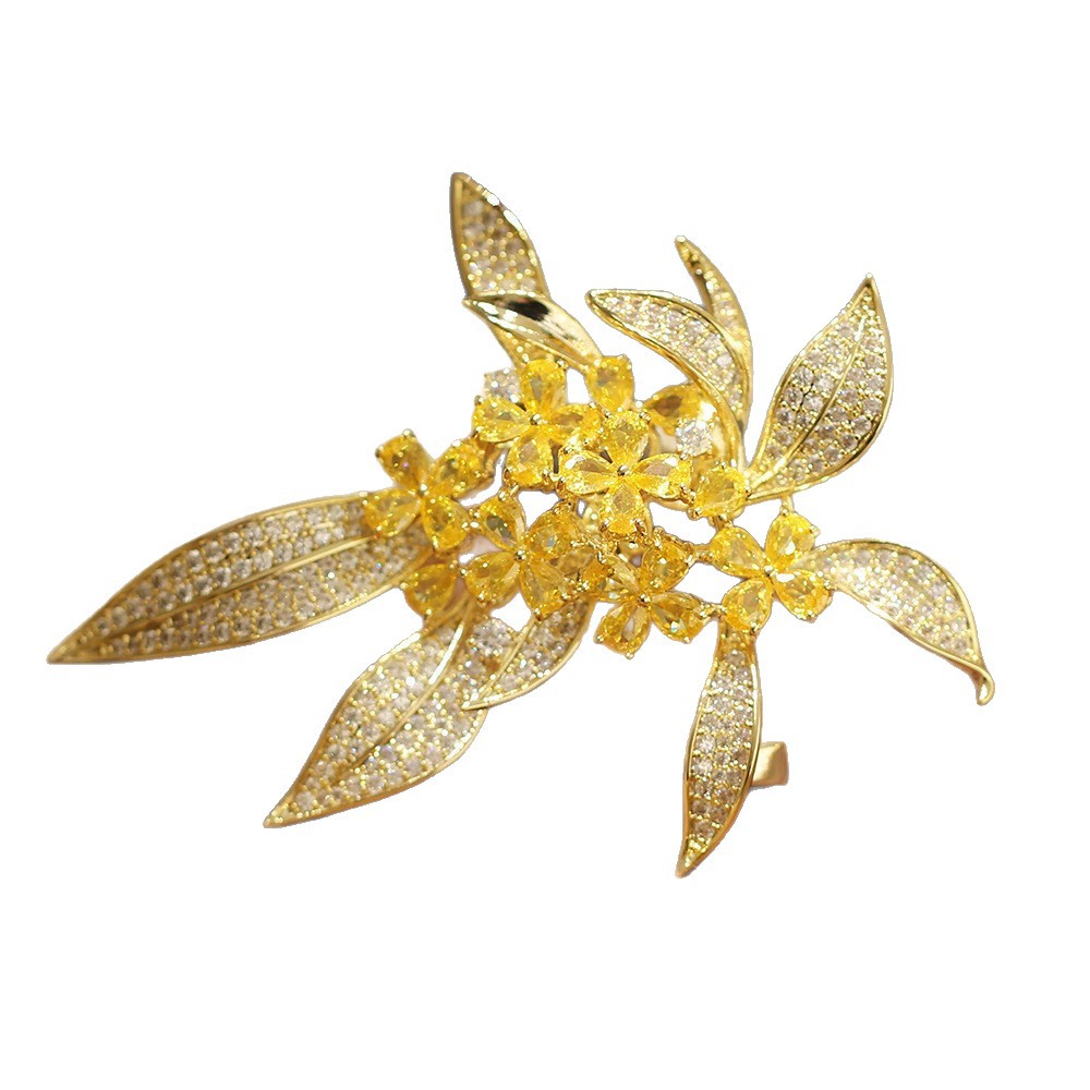 Elegante Osmanthus Brosche Für Damen - Luxuriöses Strass Accessoire_voghion.com