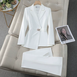 紫色西装套装女秋季2024新款播音主持艺考正装职业装修身西服外套
