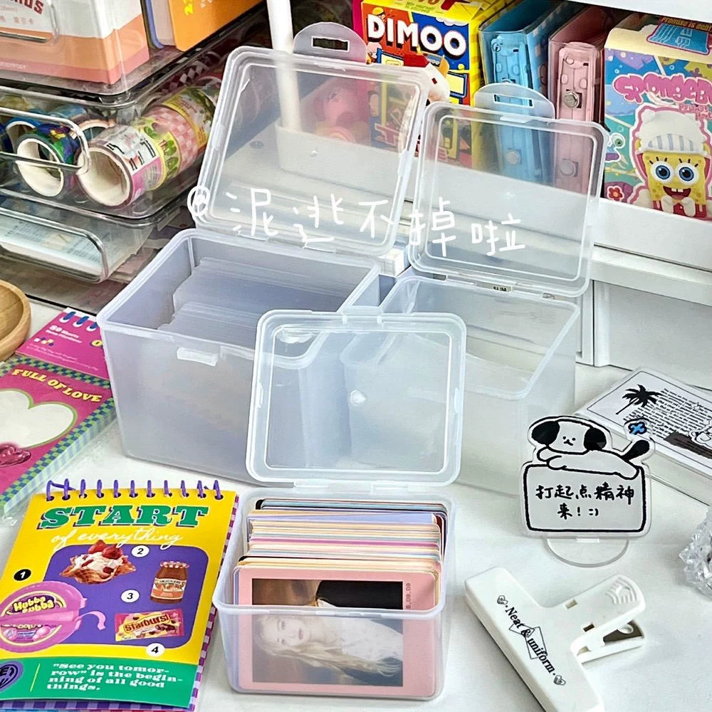 Transparent matte lidded storage box, universal card and accessory organizer, three sizes (S/M/L)