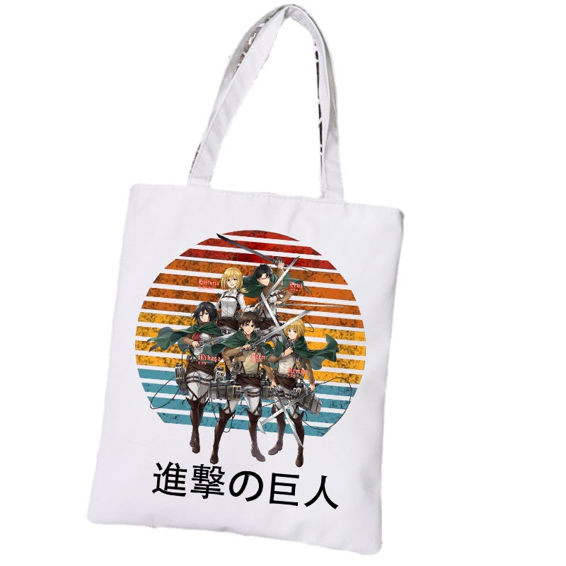 Ataque gigante en Titan perímetro bolsa de compras de lona de moda minimalista bolsas de hombro para estudiantes para hombres y mujeres