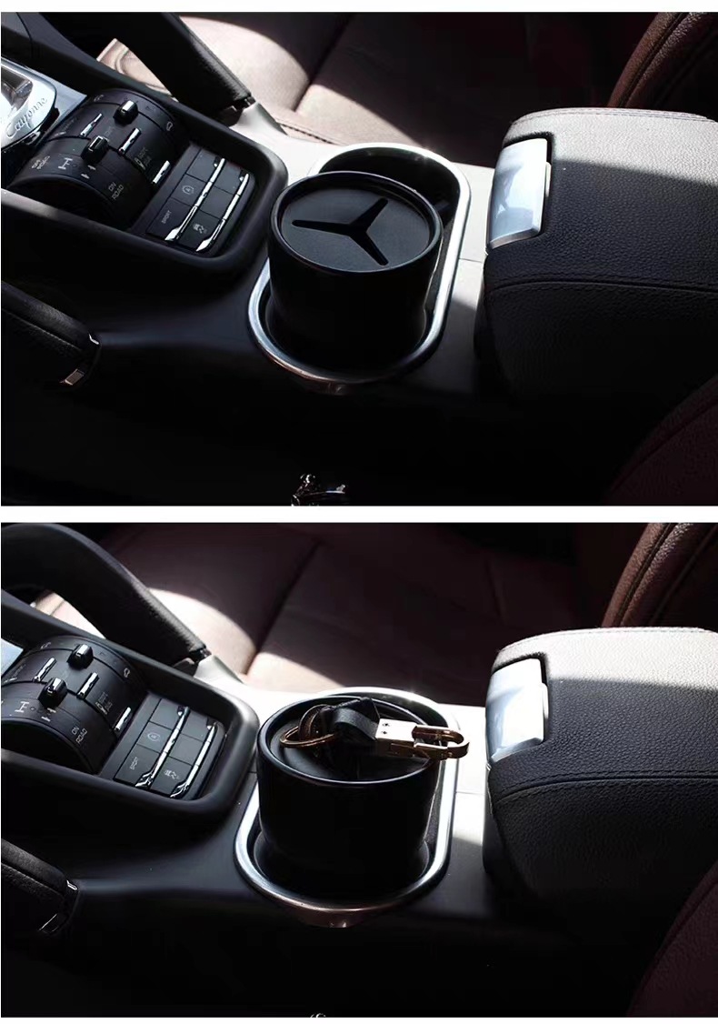 Auto-Mülleimer, Mini-Aufbewahrungsbox für Auto, Innenzubehör, kreativer Stauraum für rundes Auto.