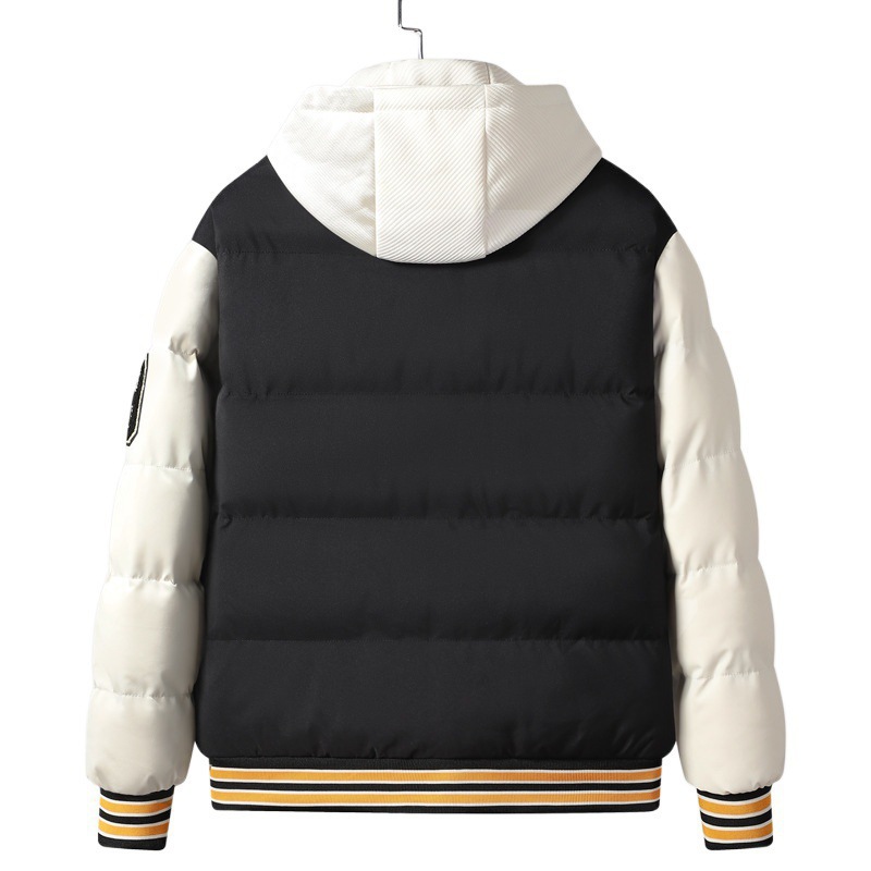 Men's Slim-Fit Hooded Baseball Jacket – Korean Streetwear Cotton Coat For Winter (L-4XL, Warm & Stylish Urban Outerwear)_voghion.com