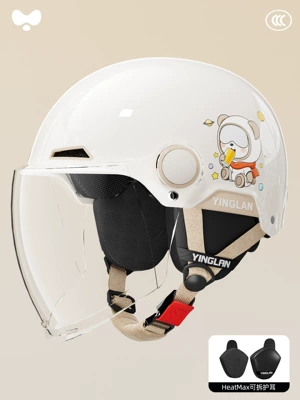 Motosiklet kaskı (dəbilqə): Women's 3C Certified All-Season - 3c-space-bear-transparent-long-mirror-removable-ear-protection-for-all-seasons-one-size-fits-all