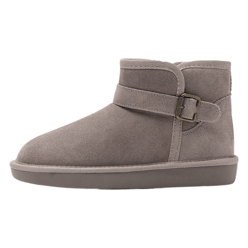 Botas de nieve de corte bajo Aogu Shiden para mujer, otoño e invierno 2025, nuevas botas cortas de moda sin cordones, zapatos casuales de algodón, modernas
