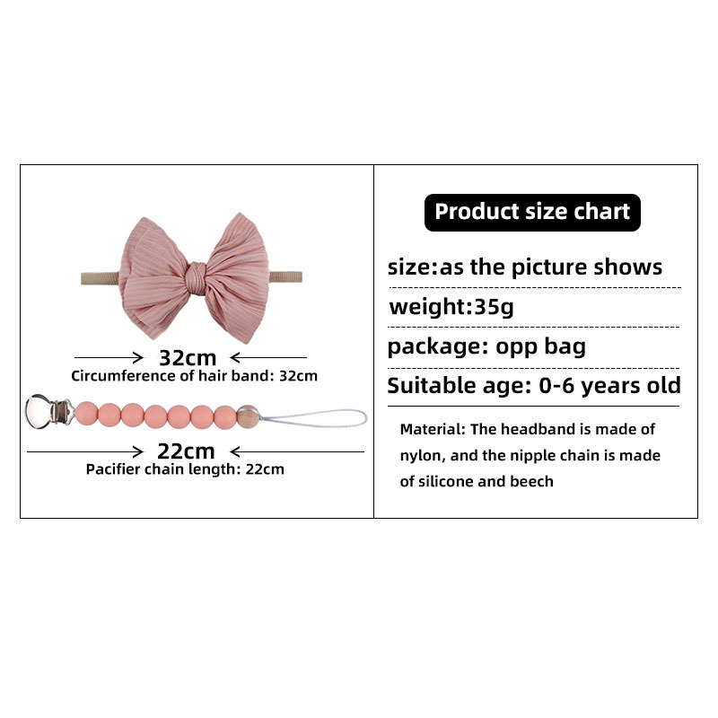 Accesorios para el cabello del bebé de Europa y América del arco de nylon banda para el cabello bebé suministros bebé chupete de silicona pezón anti-caída traje de cadena