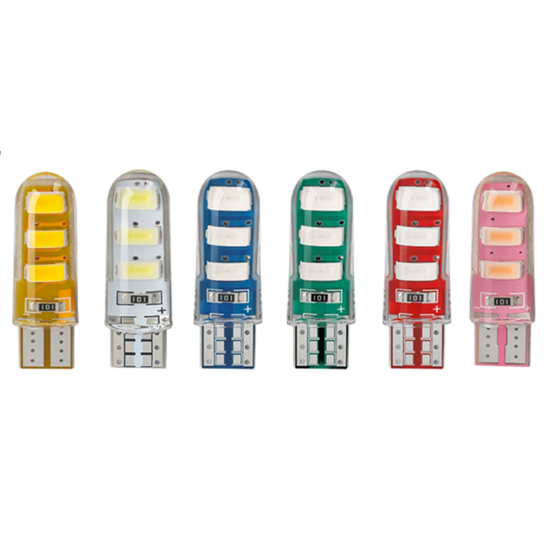 Светодиодная автомобильная лампа LED T10 5630 6SMD силиконовая W5W капля выделения дисплей света высокого блима 12В