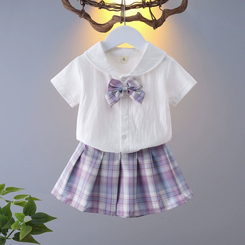 Юни girls' College Wind Set Summer Short JK униформа клетчатая юбка новая детская средняя школа pleated