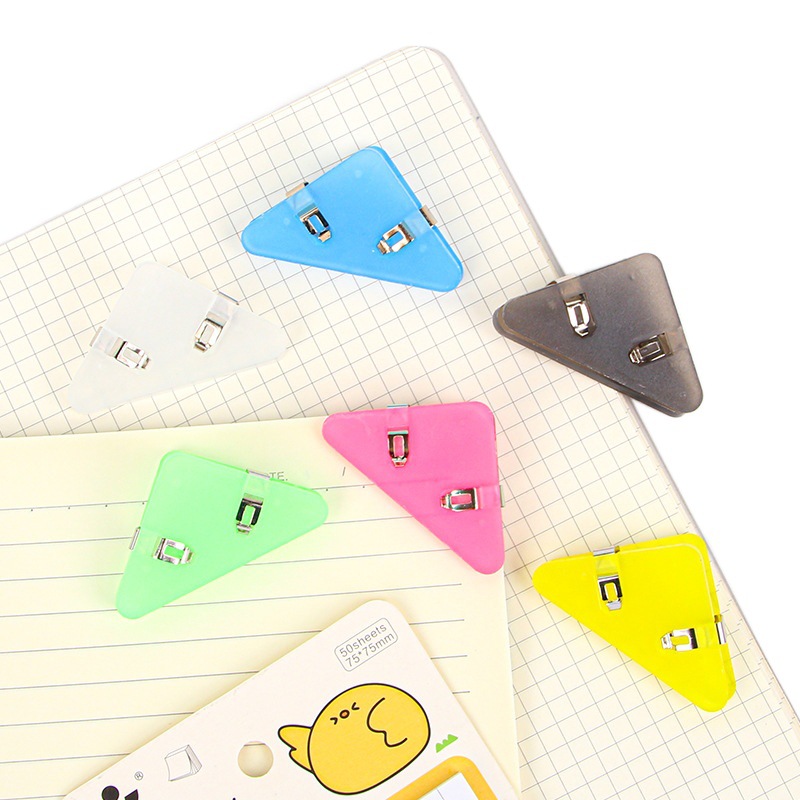 Red borde rojo esquina clip estudiante examen papel almacenamiento triángulo carpeta Oficina papelería libro anti-rollo artefacto largo cola clip