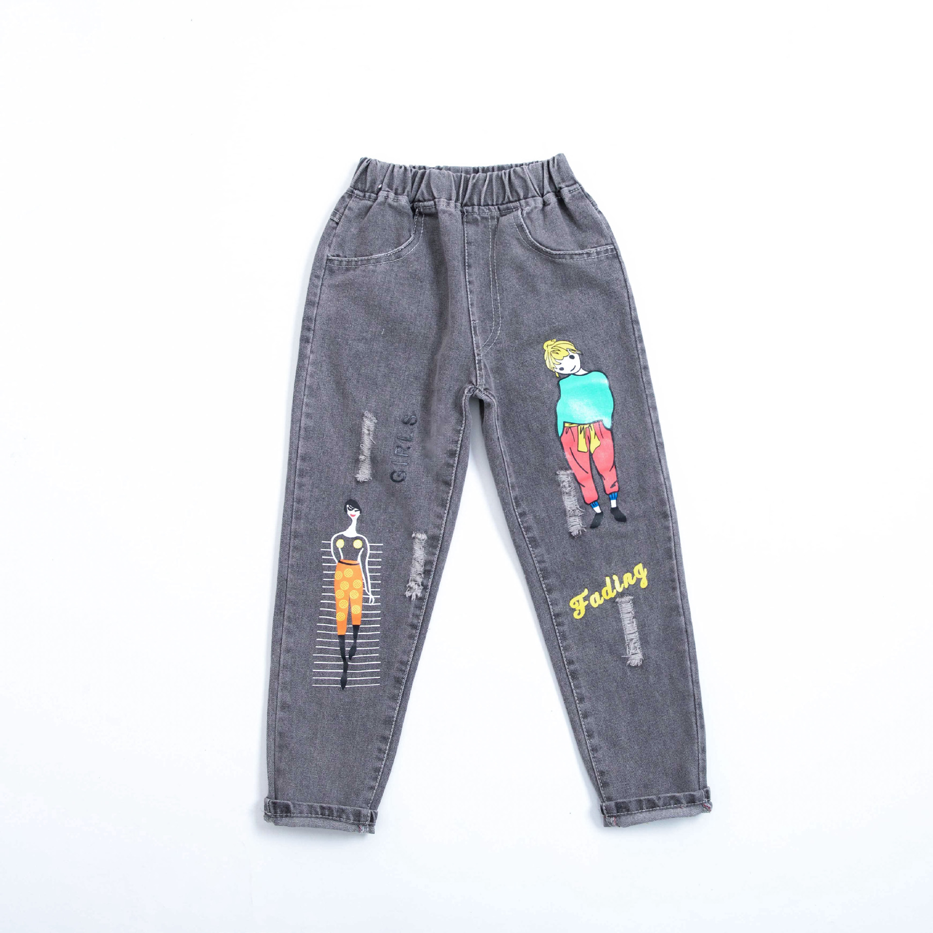 Wholesale girls' jeans in stock, spring and autumn new styles, casual baby loose little girl children's long pants