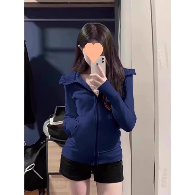 修身外套女款正肩卫衣春秋季衣服连帽衫收腰紧身短款上衣2025新款|undefined