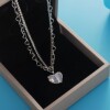 Chain stainless steel, pendant, necklace, does not fade, moonstone, Korean style, simple and elegant design, Birthday gift