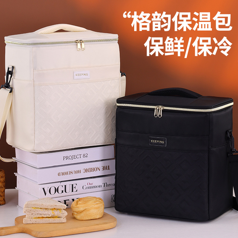 Bolsa de almuerzo cuadrada de gran capacidad de Geyun, bolsa de aislamiento térmico al aire libre, bolsa de almuerzo de primavera, PEVA a prueba de fugas de agua para acampar