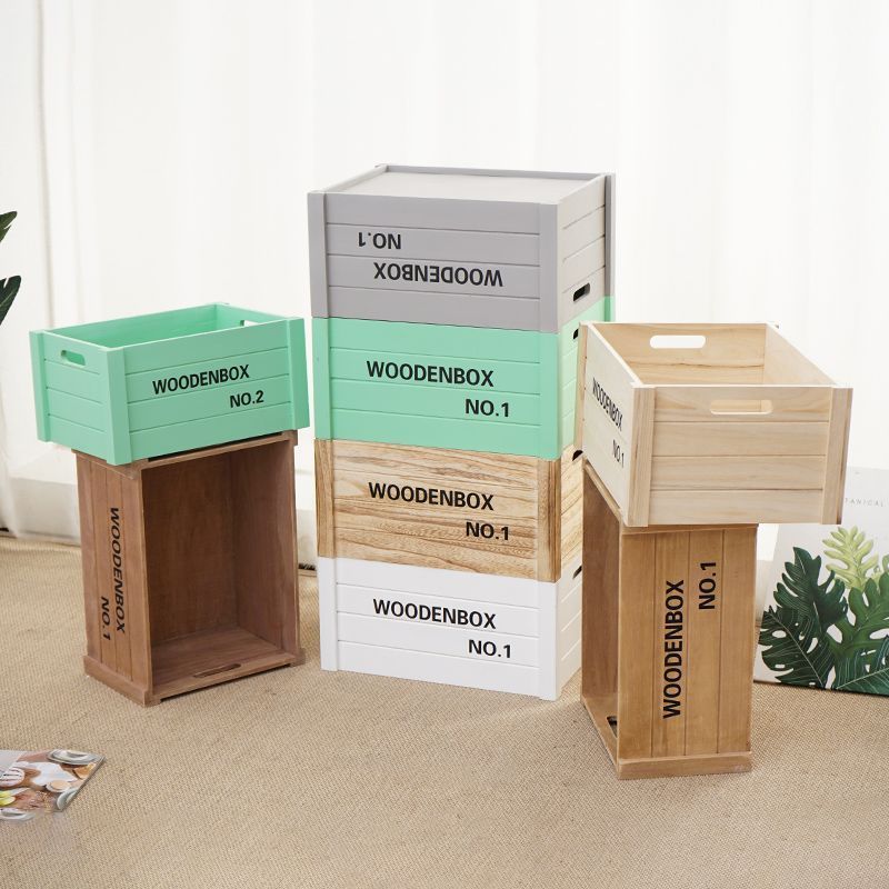 实木复古陈列木框箱新款木箱收纳箱木质收纳筐超市木框木条箱方形