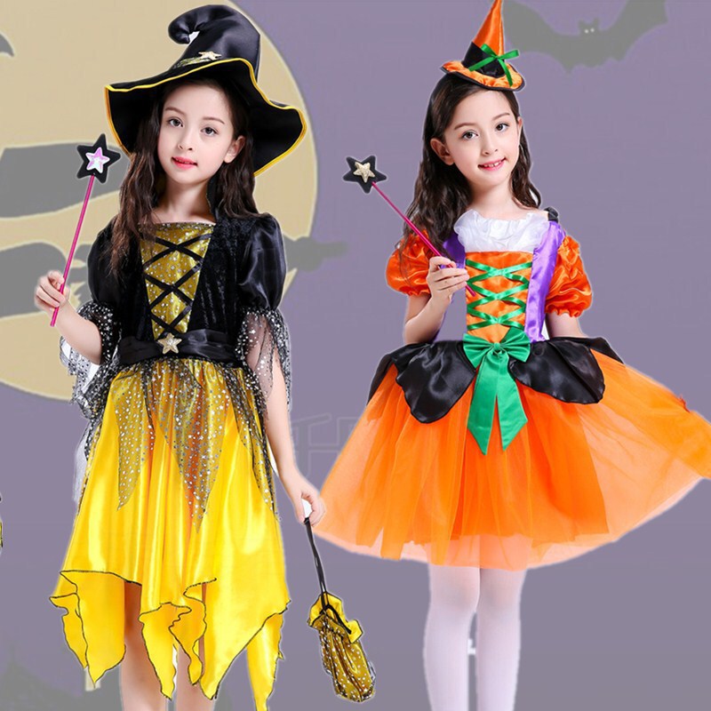 国境を越えた欧米2020ハロウィーン服装児童コスプレ児童魔女役が舞台演技服を演じる|undefined