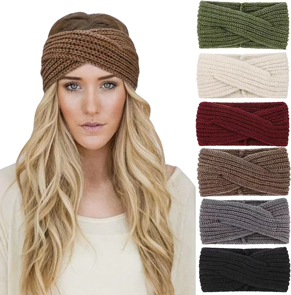 Knitted headband with pigtail