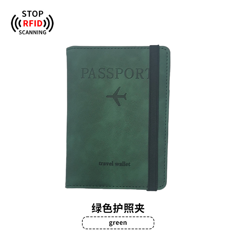 Cubierta de pasaporte con correa verde