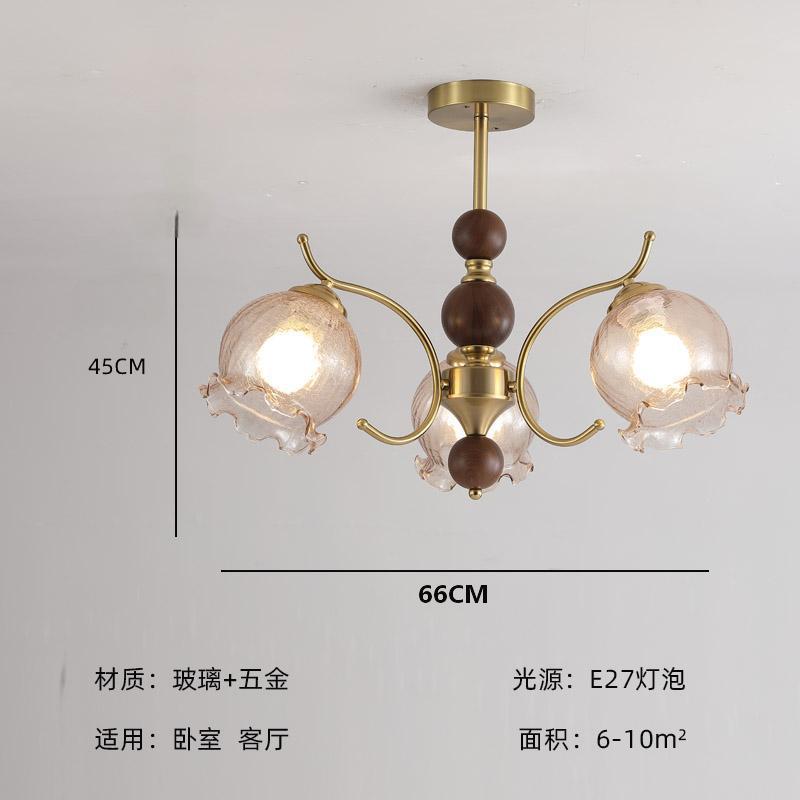 法式田园风客厅卧室主灯书房中古复古护眼灯餐厅创意花朵玻璃吊灯|undefined