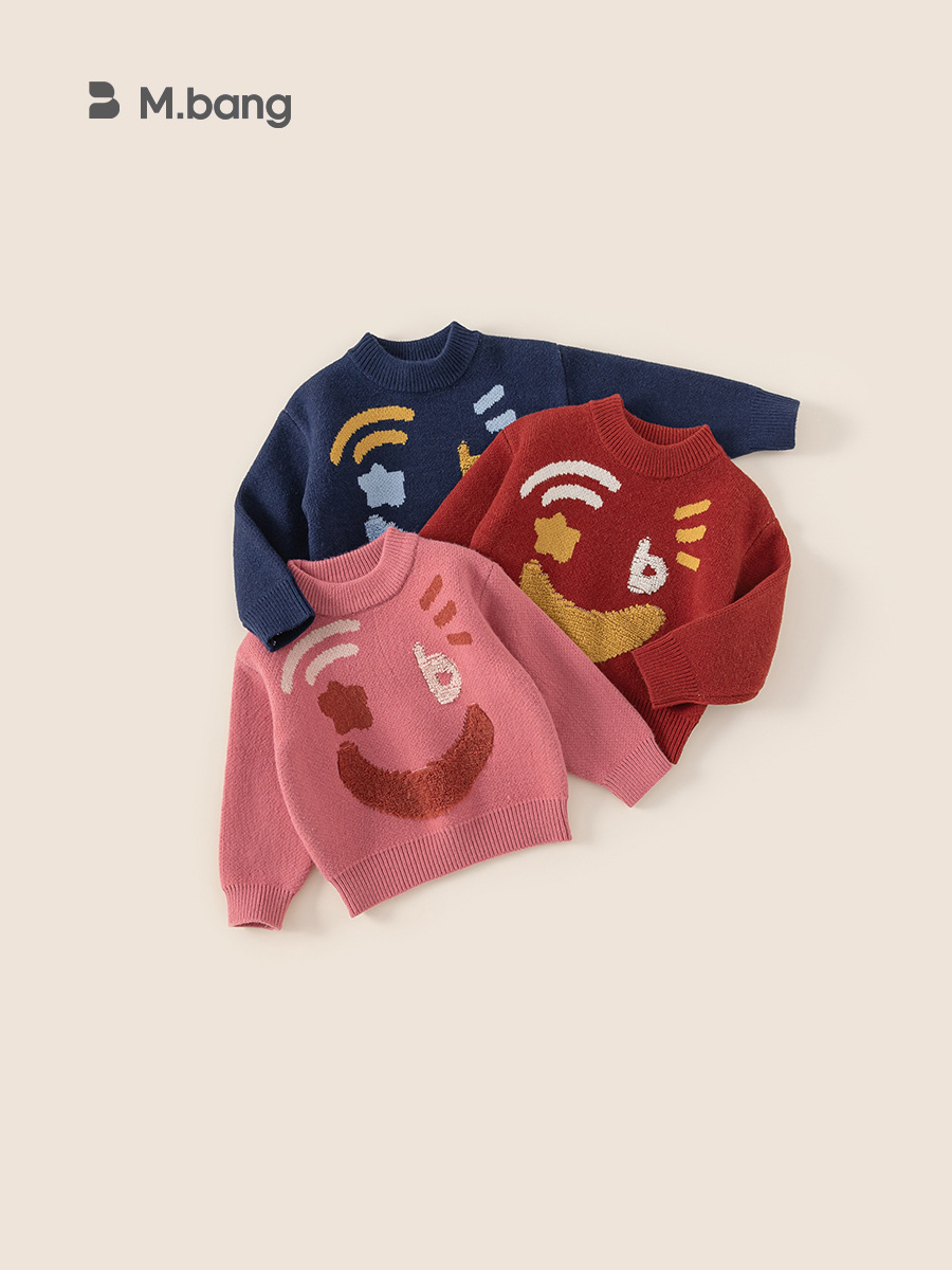 Youbao ropa infantil 2026 suéter de niñas de cuello redondo nuevo engrosado jersey de punto para niños otoño invierno suéter suelto para niños