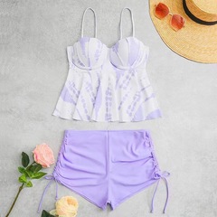 2023新款外貿亞馬遜歐美性感硬包印花分體比基尼女士泳衣