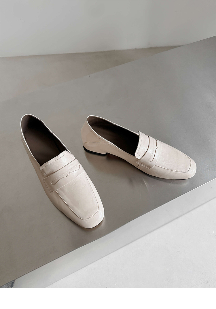 Giày loafer nữ mũi tròn da bò, gót vuông 2.5 cm phong cách Pháp — màu nâu chi tiết 15