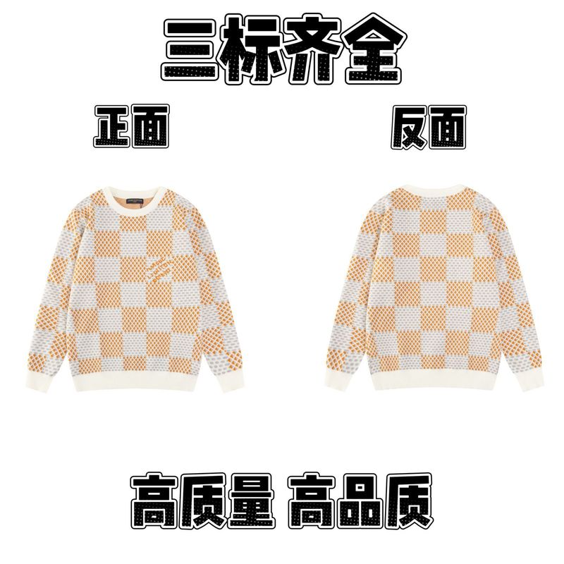2025春秋新款潮牌字母满身logo圆领针织毛衣男女款宽松休闲上衣【|undefined