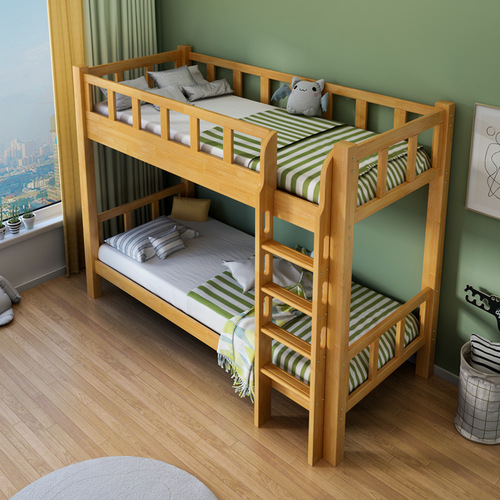 Rubber wood solid wood bed, same width top and bottom, dormitory 1.2-meter top and bottom bunk bed, Chinese brother-sister bed, children's bed