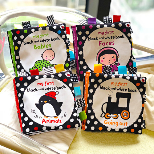 LakaRose baby black and white label cloth book newborn baby early education visual stimulation