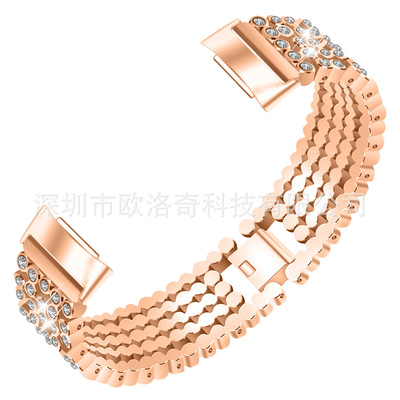 適用于Fitbit charge5圓珠閃鑽表帶鑲鑽智能手表 charge6合金表帶