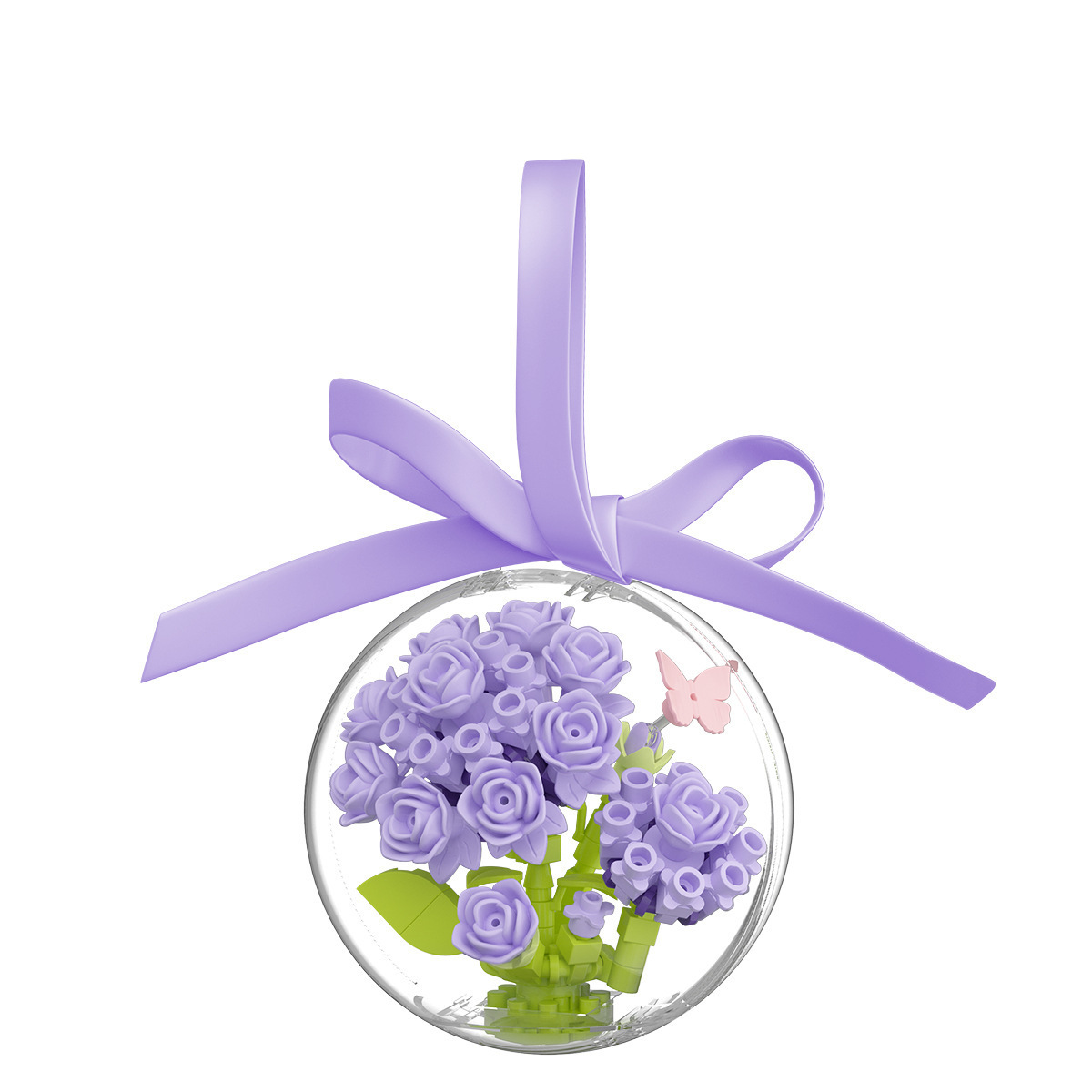 Bloques de construcción compatibles flores de cristal bola de plantas en maceta adornos juguetes de puzzle para niños regalos de cumpleaños