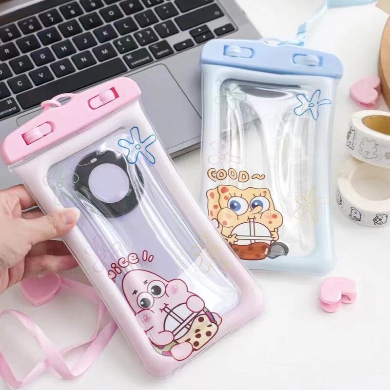 Cute New Cartoon Waterproof Phone Bag Wholesale with Airbag for Swimming and Rafting, Touch Screen Compatible Floating Phone Waterproof Case