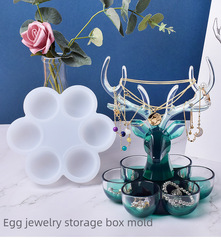 鏡面 diy水晶滴膠雞蛋首飾收納盒硅膠模具耳環飾品擺台收納盒