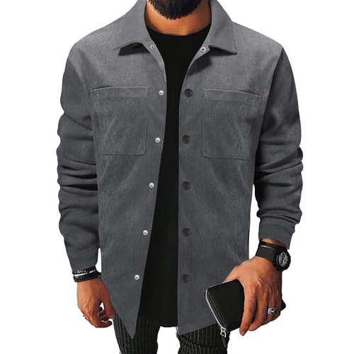 Men's Spring and Autumn 2025 Workwear Jacket Pure Color Corduroy Single-Breasted Tailored Jacket
