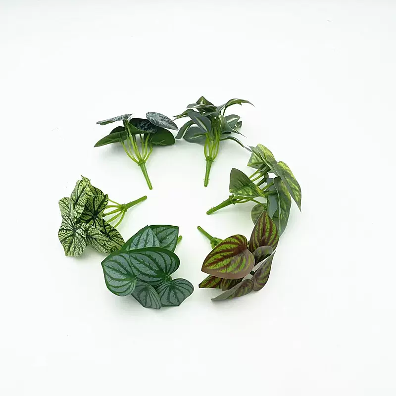 新款8叶仿真绿植盆栽小把束绿植室内拍摄布置迷你人造植物摆件