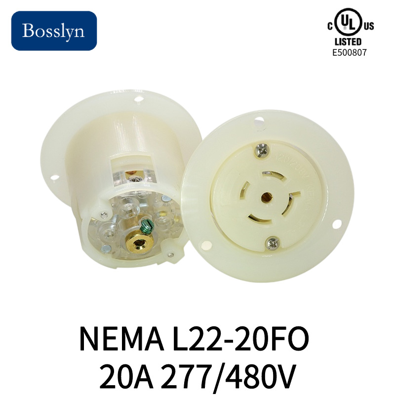NEMA L22-20Inlet美式喇叭形插座 美国工业插座 机箱机柜暗装插座