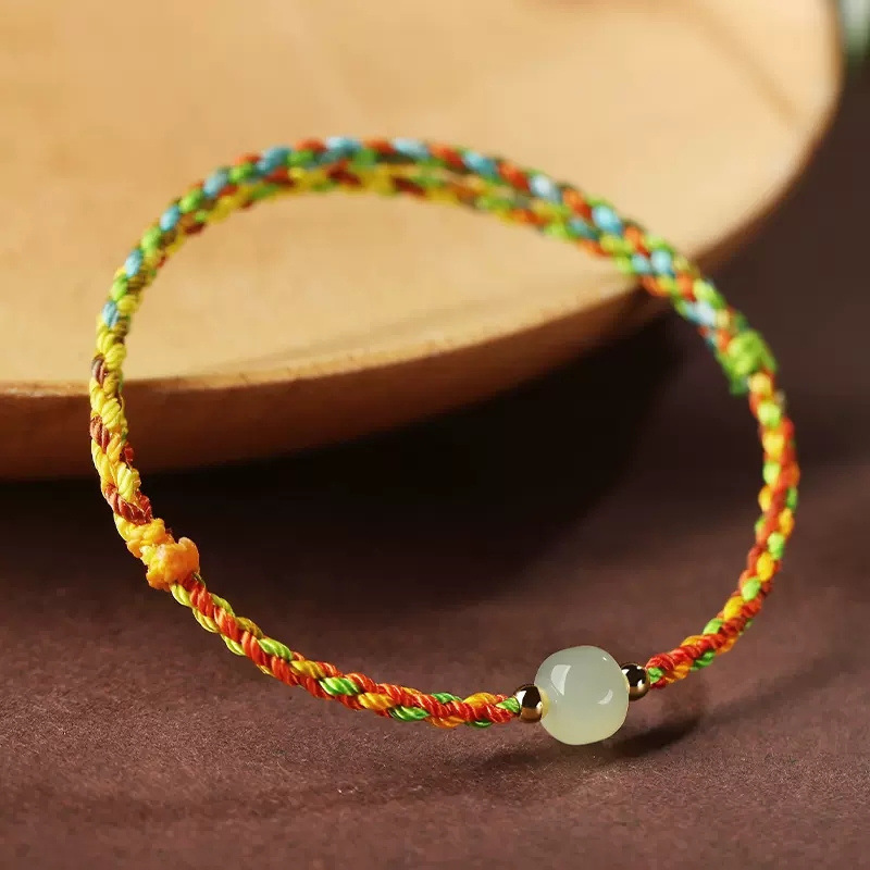 Dragon Boat Festival Colorful Rope Baby Children's Hand-woven Hand Rope Hetian Jade Five-color Rope Fashionable And Simple