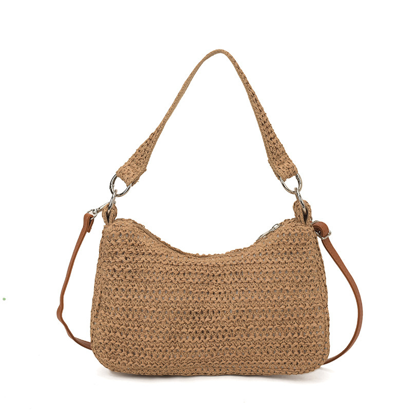 Cross-Border Spring Hand-Woven Crescent Bag For Women 2026 New Single Shoulder Crossbody Straw Bag Beach Vacation Bag - Thumbnail 5