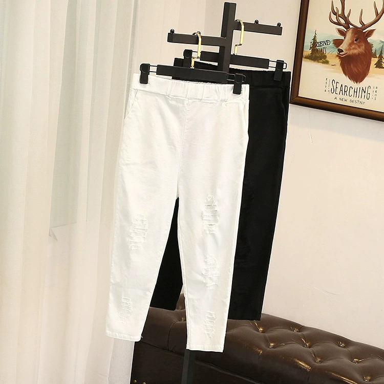 Elastic fitted trousers, plus size