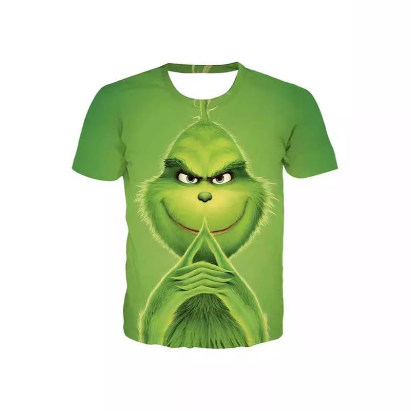 Summer New Style Green-Haired Monster Grinch 3D Digital Printing Casual Loose Breathable Long-Sleeved Adult Short-Sleeved T-Shirt Summer New Style Green-Haired Monster Grinch 3D Digital Printing Casual Loose Breathable Long-Sleeved Adult Short-Sleeved T-Shirt
