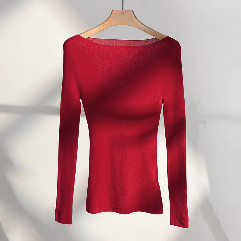 メリノ梳毛ウール 100% 120S シームレスワンライン既製服ファッショナブルなワンショルダーウールセーター薄手のニットセーター|undefined