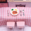 Small doll house, food play, kitchen, tableware, gold and silver