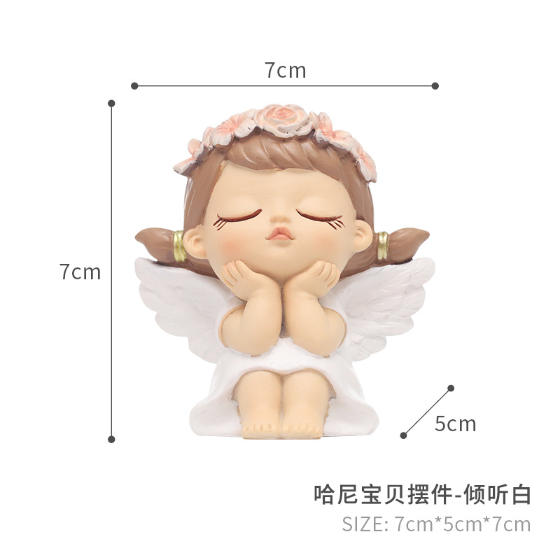 Creativo Hani Ángel decoración del hogar sala de estar decoración de escritorio artesanía de resina pequeña decoración DIY muñeca regalo
