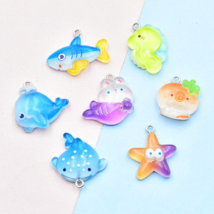 Ocean Series Resin Simulation Whale Octopus Dolphin Starfish Mermaid Keychain Pendant DIY Jewelry Accessories