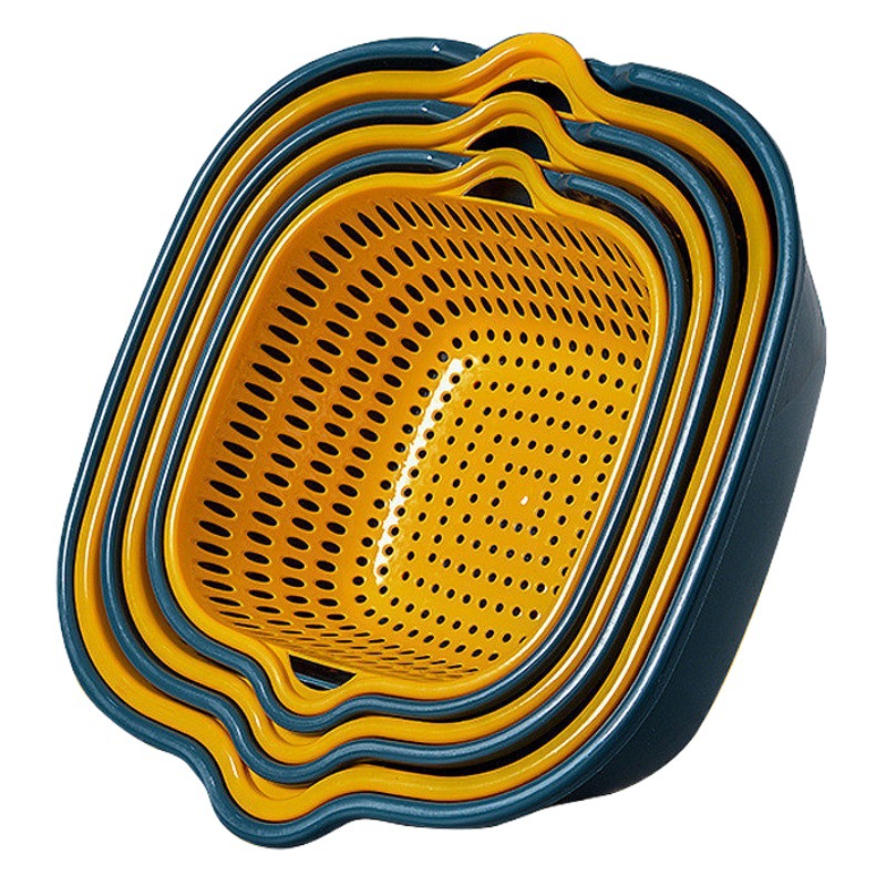 Cesta de drenaje de doble capa cuenca de lavado de verduras cocina sala de estar hogar multifuncional cuenca de frutas cesta de lavado de verduras conjunto de seis piezas/ocho piezas