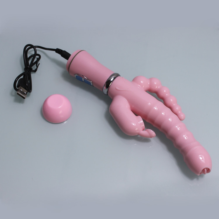 Carga Misty Rabbit vibración masaje back Court mujer sexy masturbación dispositivo tres tenedor vibrador Comercio exterior suministros para adultos