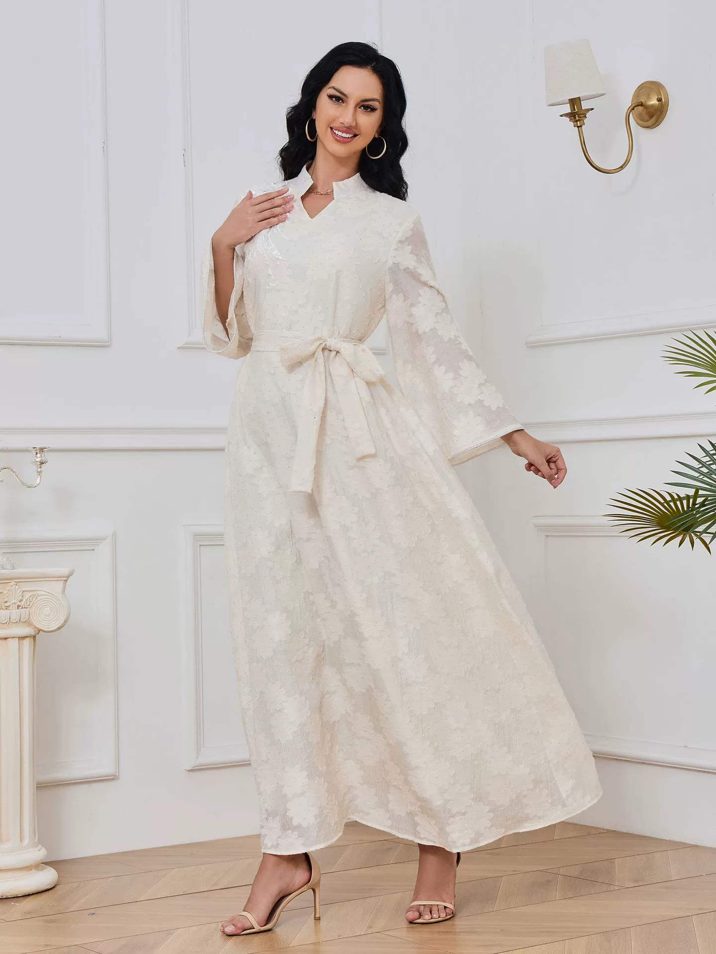 MT059 Европейский Jacquard Абаи: арабское мужское одеяние в элегантном национальном стиле