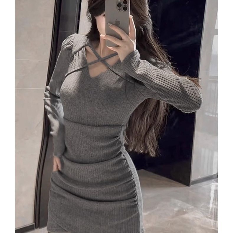 小个子辣妹修身连衣裙子2025秋冬季新款女时尚小妈内搭打底包臀裙|undefined