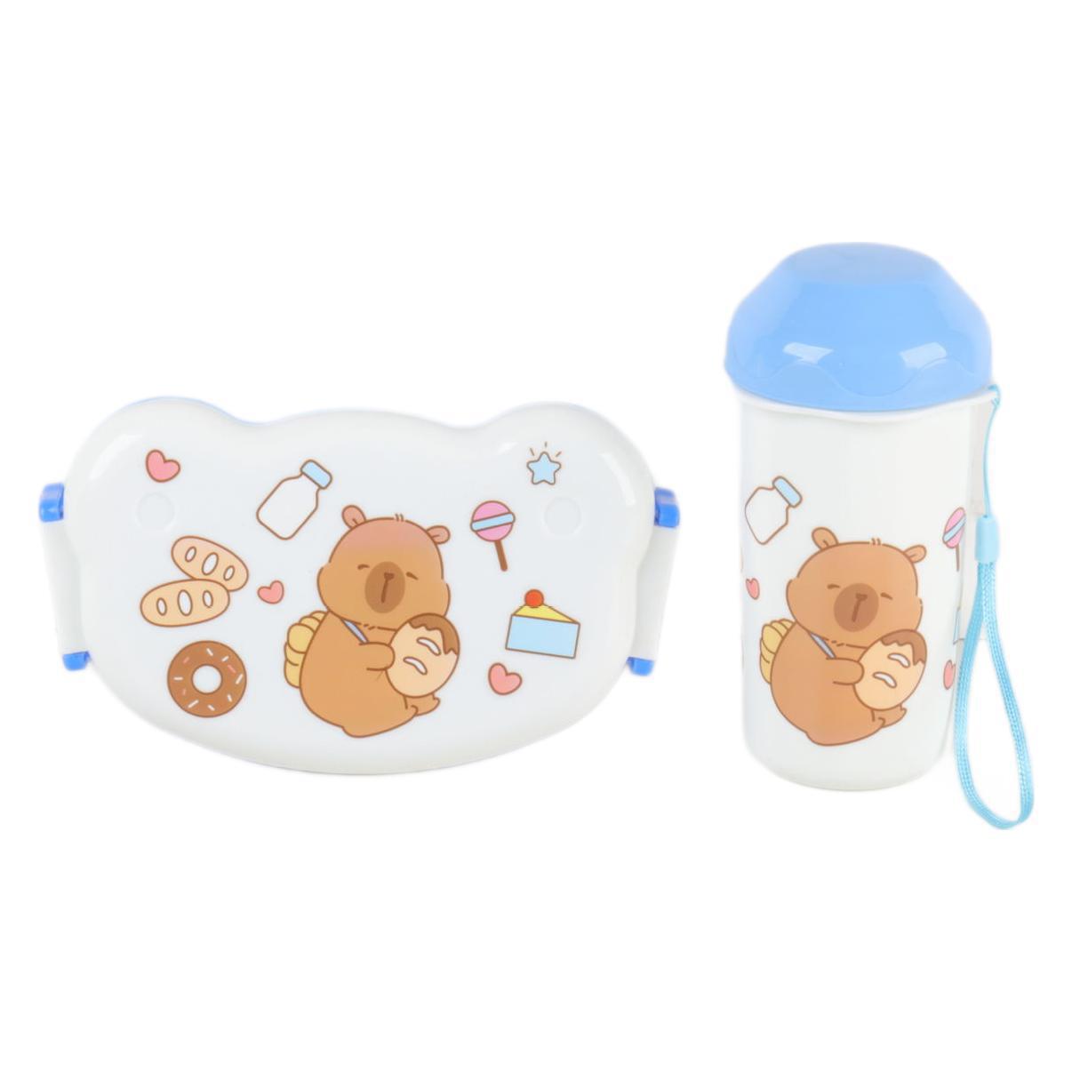 Caja de almuerzo barata de exportación transfronteriza, caja de picnic para niños de dibujos animados lindos, caja de almuerzo de comedor para estudiantes con juego de taza de agua